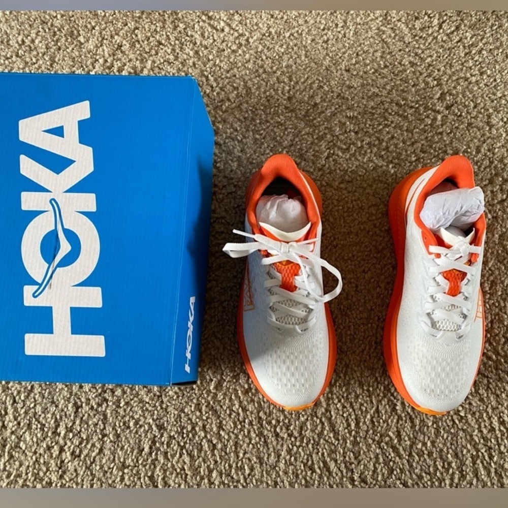 NWB Hoka Mach 6 Running Shoes Frost/Lava Size 6 - Picture 4 of 7